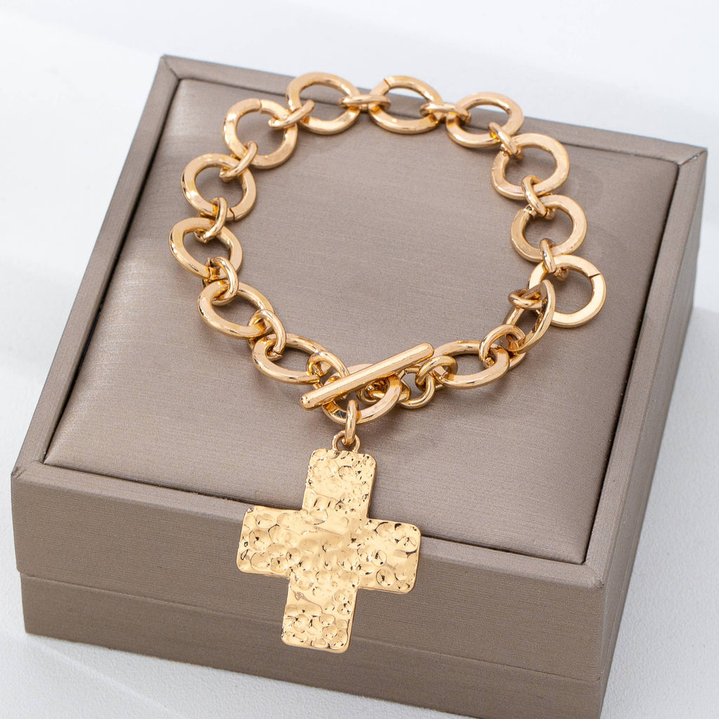Hammered Cross Toggle Bracelet | 80B1738