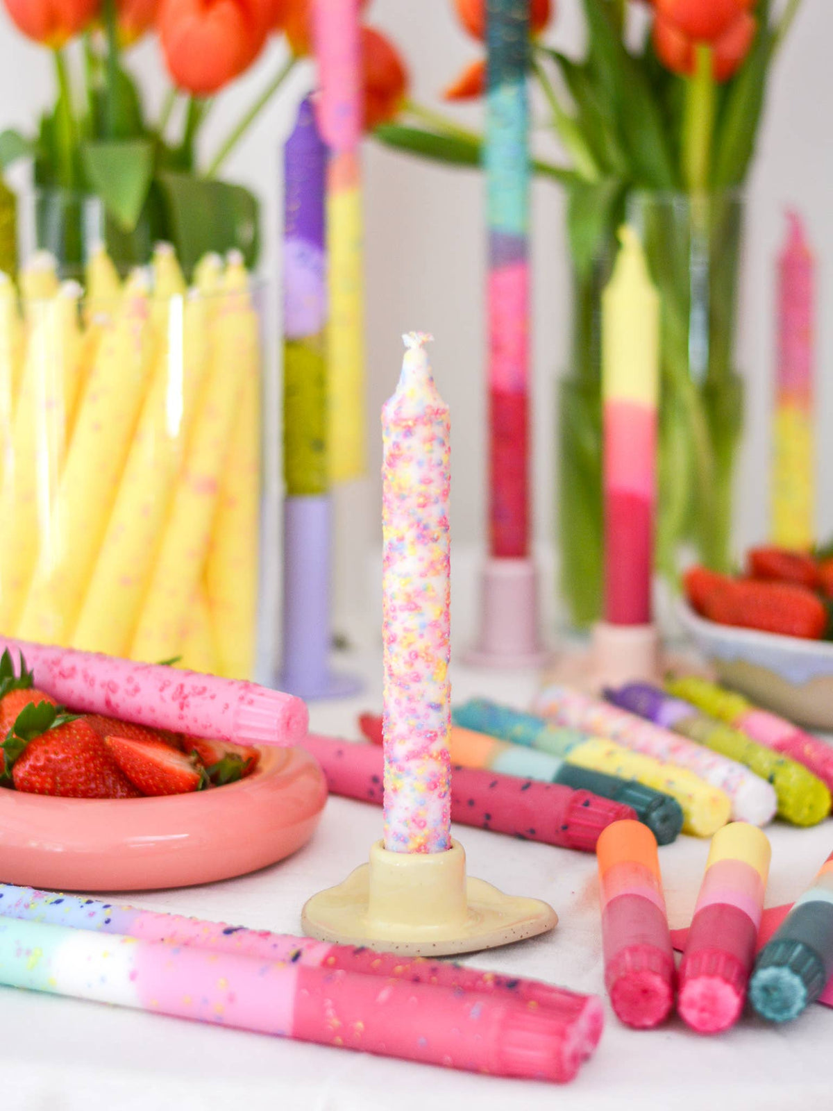 Copenhagen Confetti Hand-Decorated Taper Candle