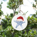 Santa Starfish Wooden Ornament