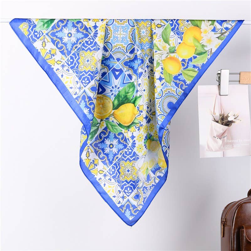 Lemon & Tile Daisy Silky Feel Bandana Scarf | 40SC721