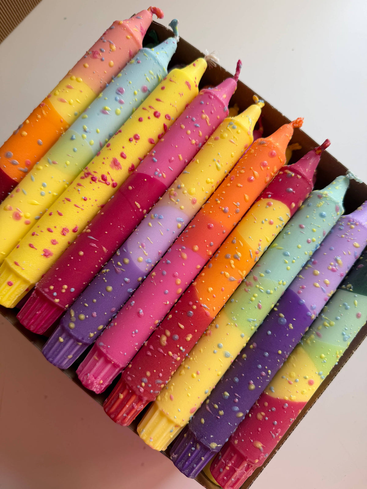 Copenhagen Confetti Collection Hand-Decorated Taper Candle