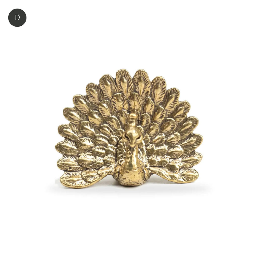 Antique Brass Miniature Peacock Figurine