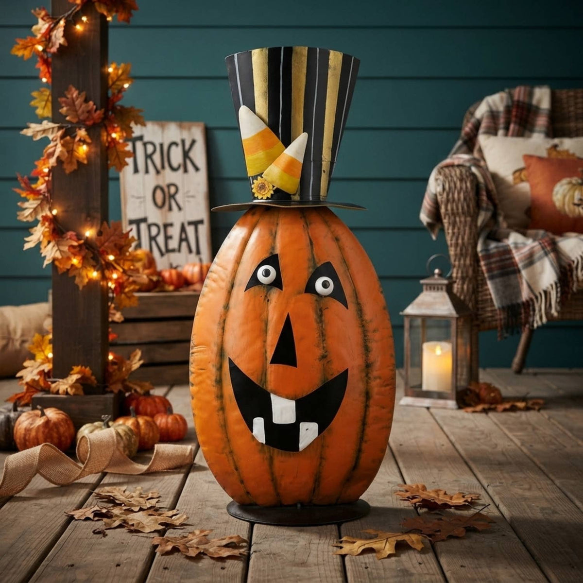 The Dapper Jack 19.25” Metal Top Hat Pumpkin