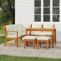 6 Piece Patio Dining Set with Cushions Solid Wood Acacia - The Coral Palm LLC