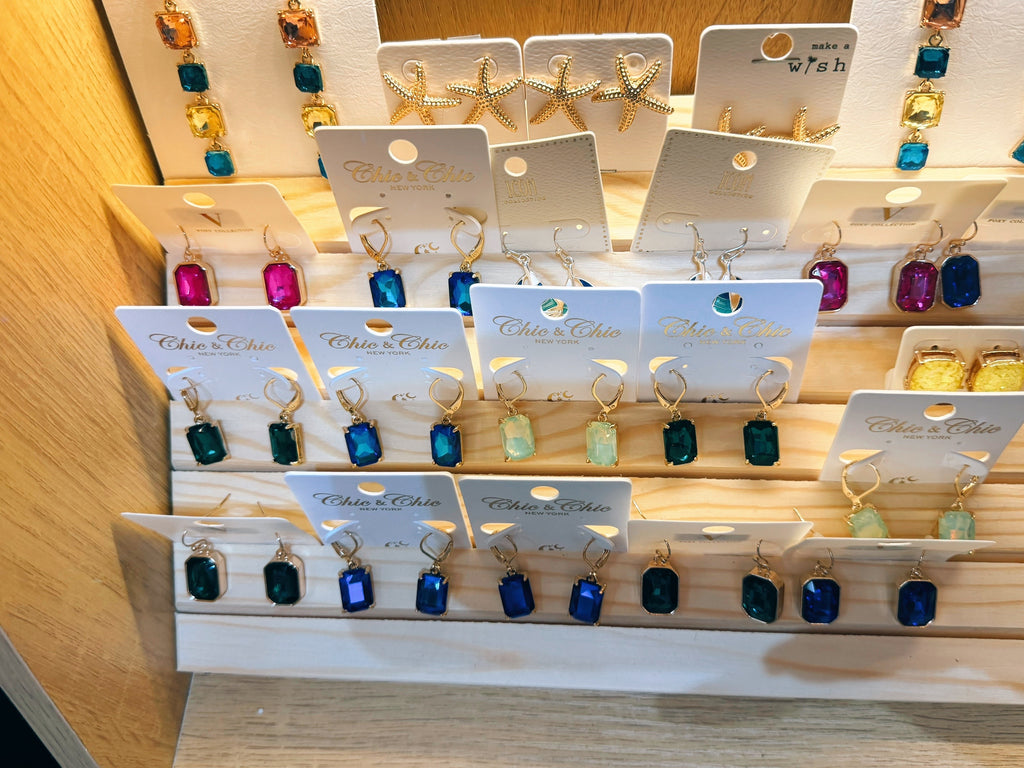 Glitter Square Cluster Stud Earrings
