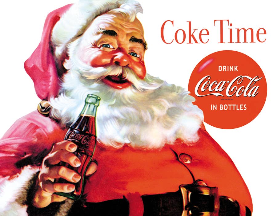 Coca-Cola Santa “Coke Time” Retro Tin Sign