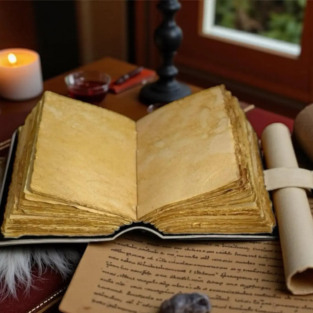 Leather Grimoire Journal Book of Shadows, Vintage Scrapbook