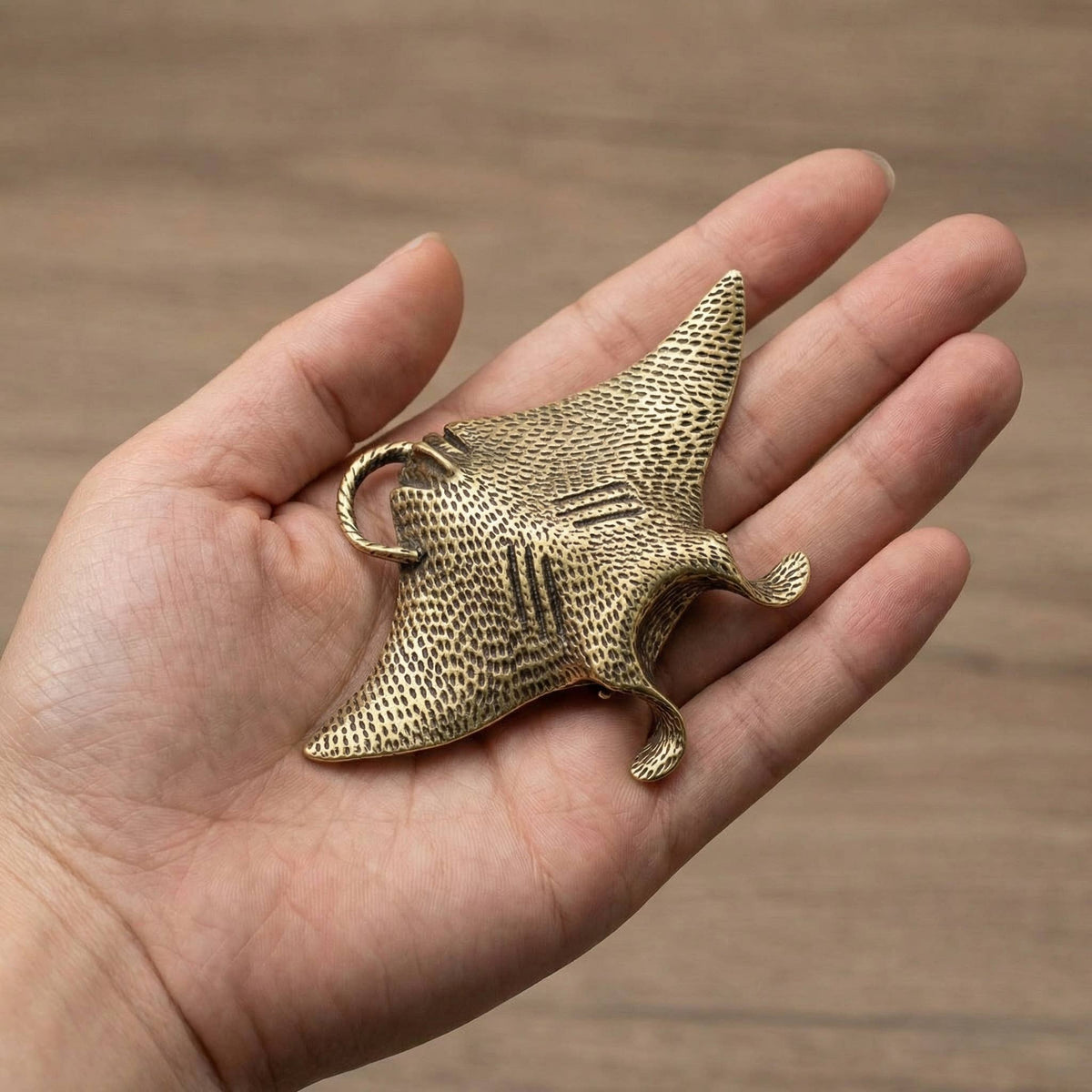 Antique Brass Miniature Manta Ray Figurine