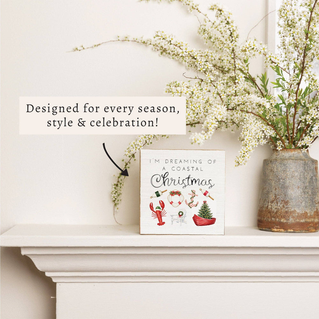 Dreaming Of Coastal Christmas Block Sign