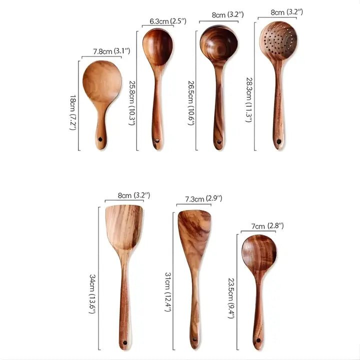 7 Piece Wooden Cooking Set - The Coral Palm LLC