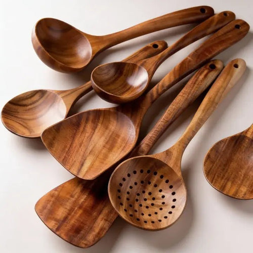 7 Piece Wooden Cooking Set - The Coral Palm LLC