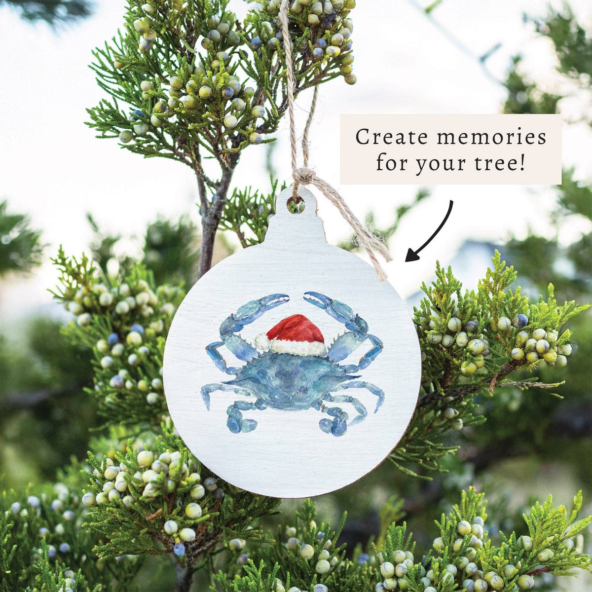 Santa Crab Wooden Ornament