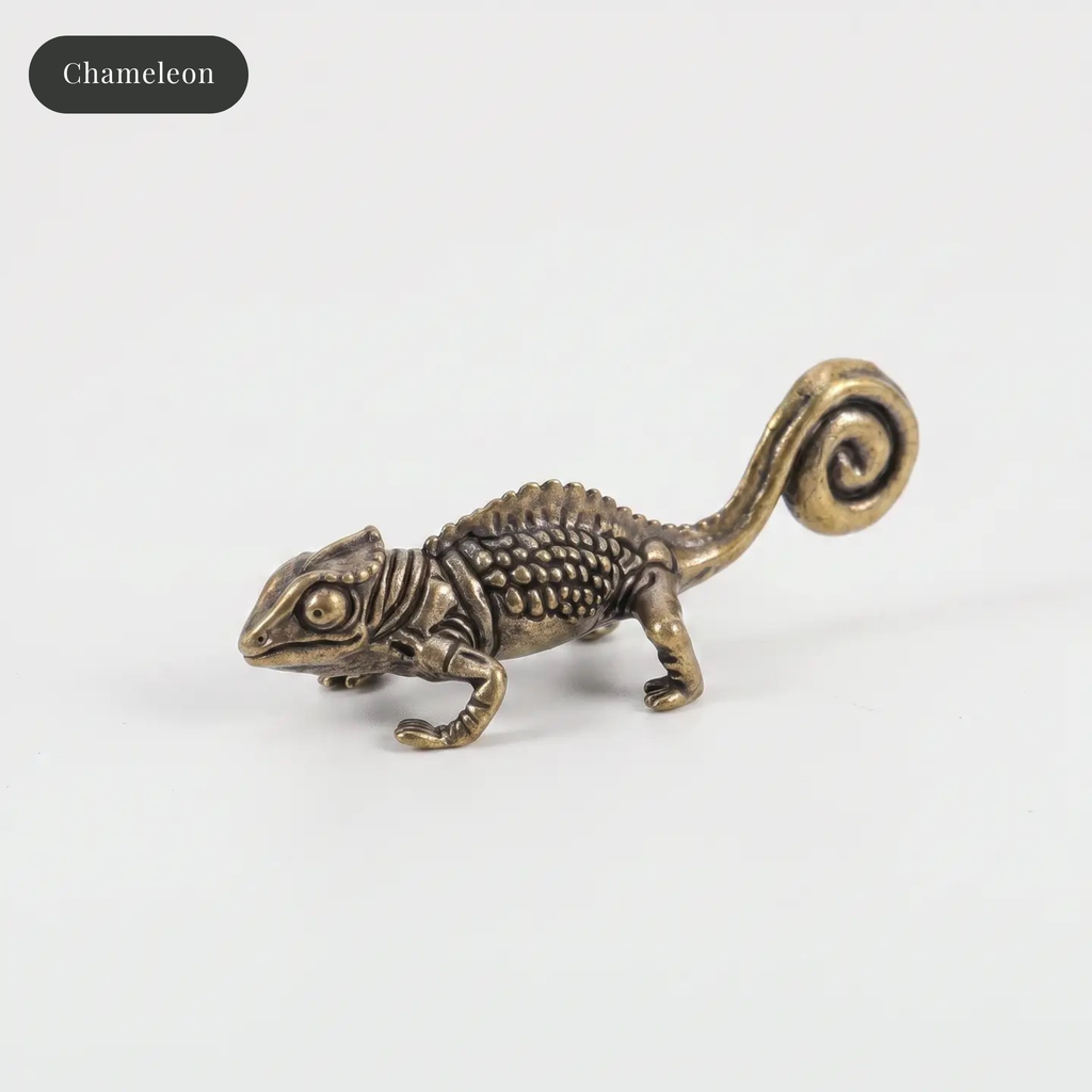 Antiques Brass Miniature Gecko Figurine