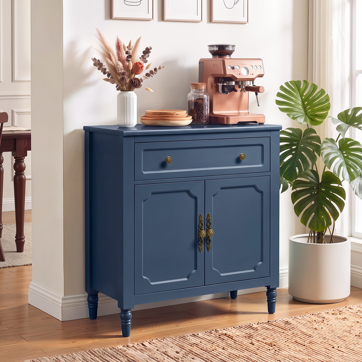 Harbor Blue Vintage-Inspired Storage Cabinet