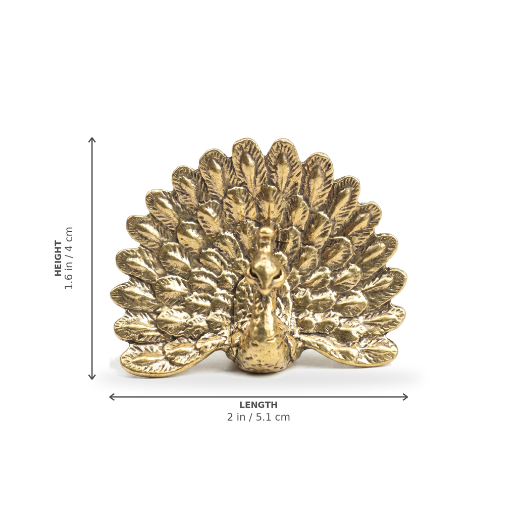 Antique Brass Miniature Peacock Figurine