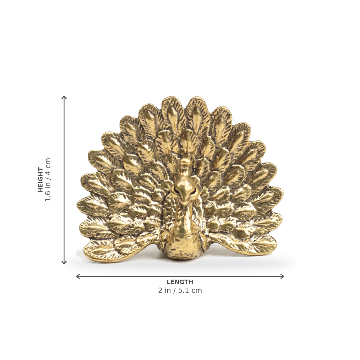 Antique Brass Miniature Peacock Figurine