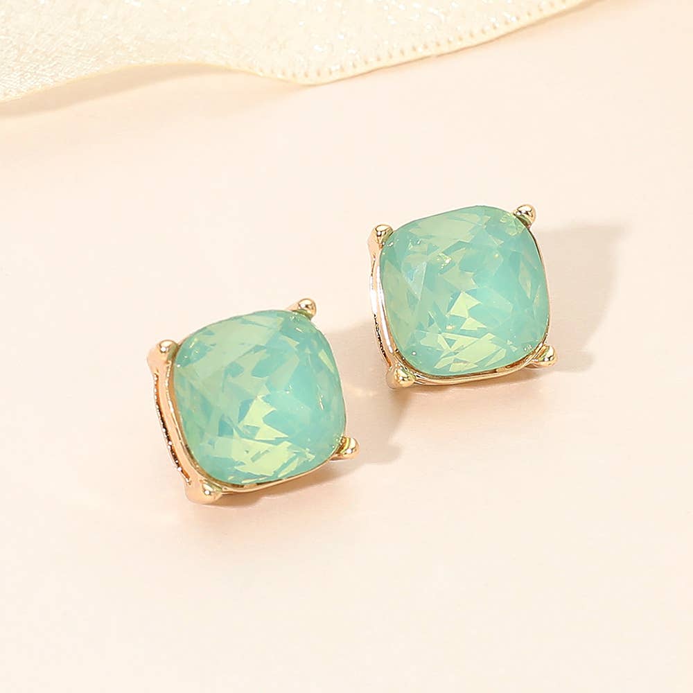 Faceted Cushion-Cut Statement Stud Earrings