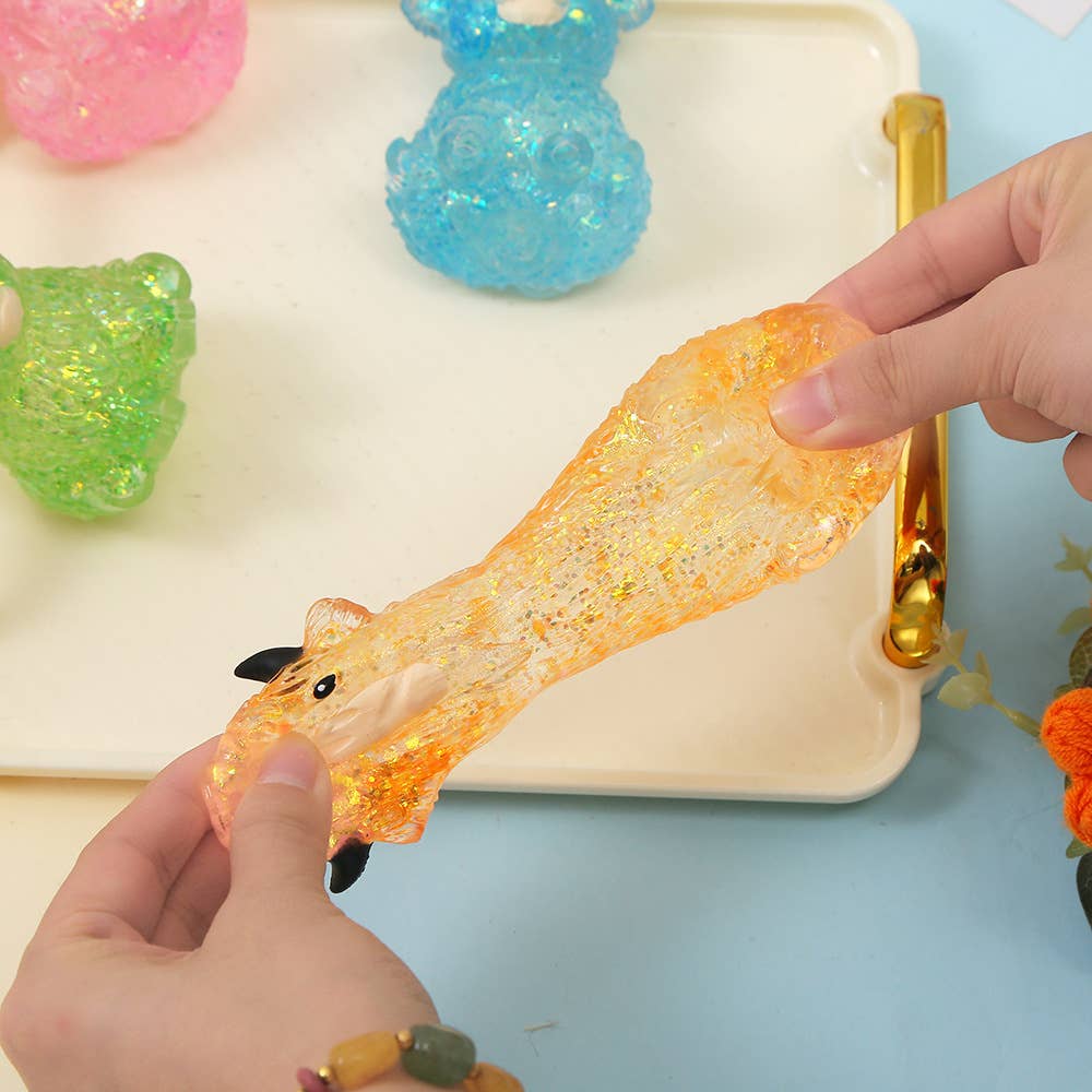 Viral Glitter Highland Cow Squishy Toy