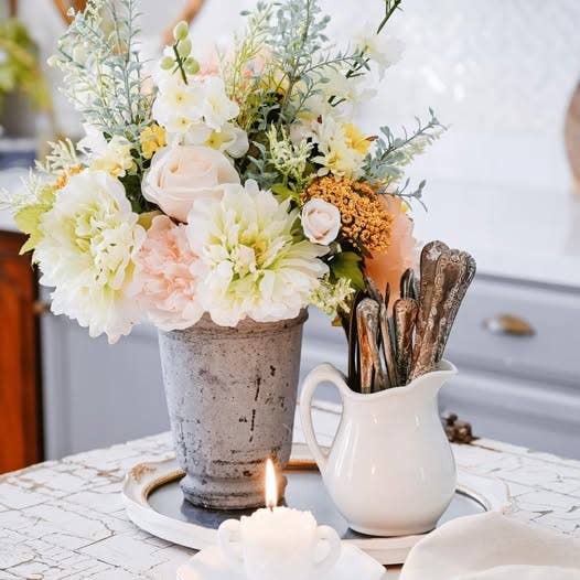 9" Artificial Peony Silk Bouquet - The Coral Palm LLC