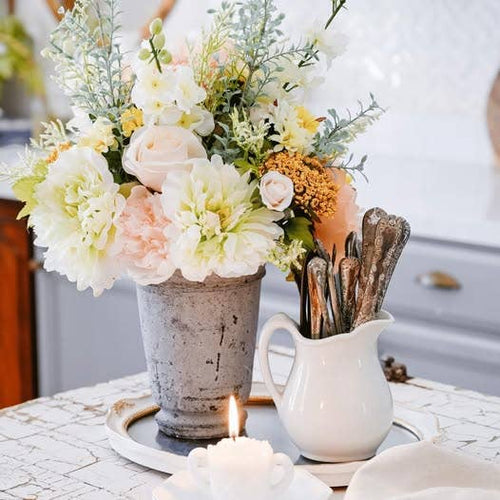 9" Artificial Peony Silk Bouquet - The Coral Palm LLC