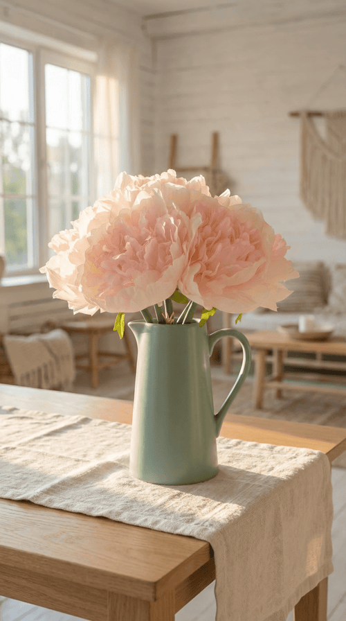 9" Artificial Peony Silk Bouquet - The Coral Palm LLC