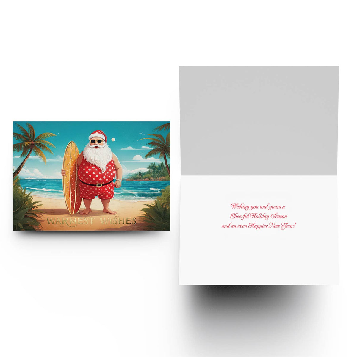 Surfing Santa Coastal Christmas Cards — Box of 16