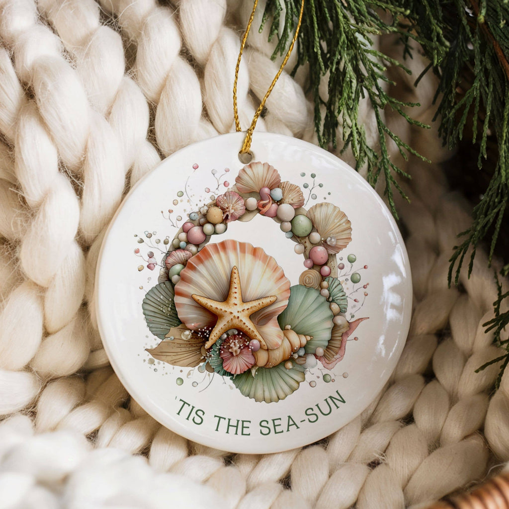 Beach Christmas Ornament, Cute Coastal Ocean Holiday Gifts