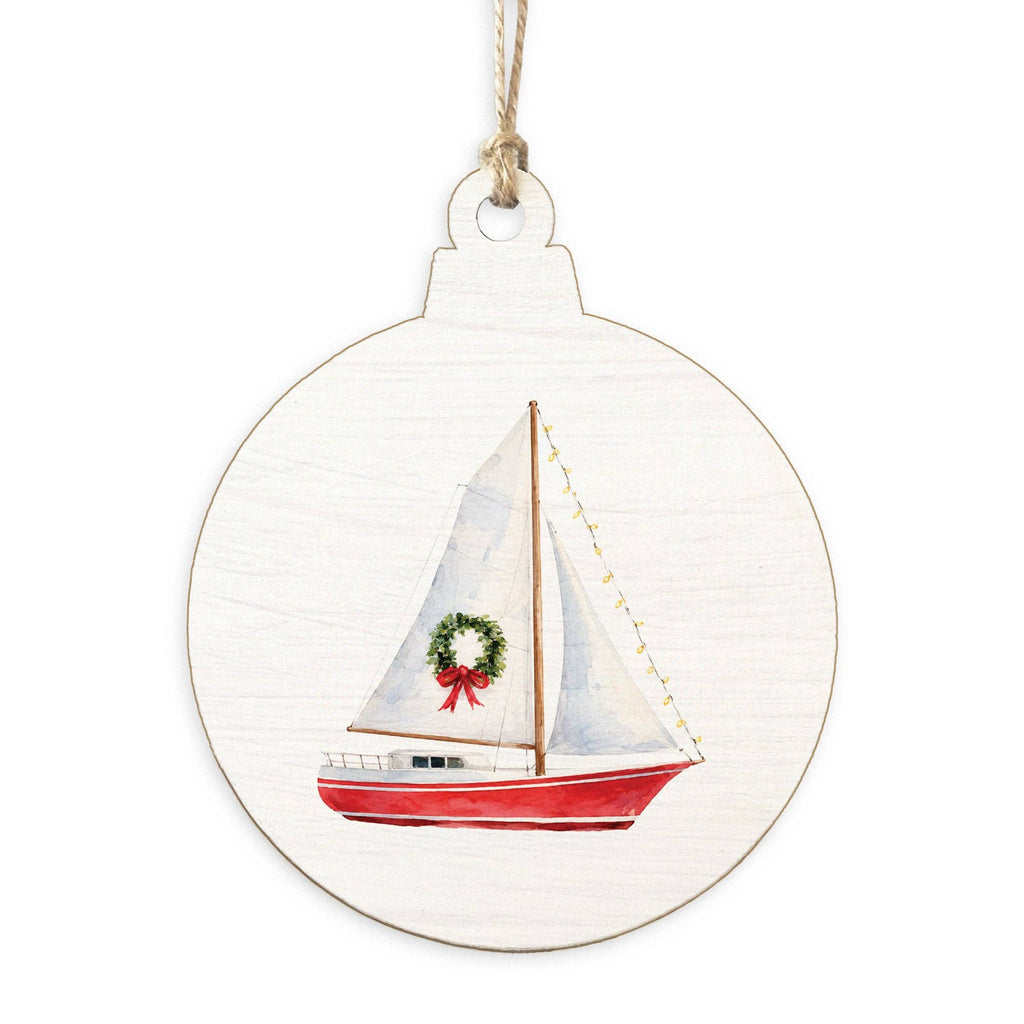 Sailboat Wreath Wooden Ornament