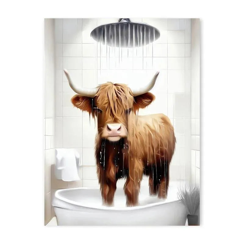 Highland Cow Bath Collection with Magnetic Frame