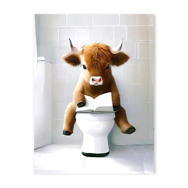 Highland Cow Bath Collection with Magnetic Frame