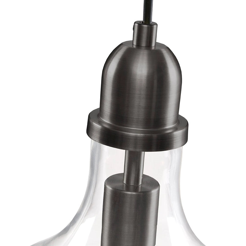 Clear Bell Shape Glass Metal Pendant, Black