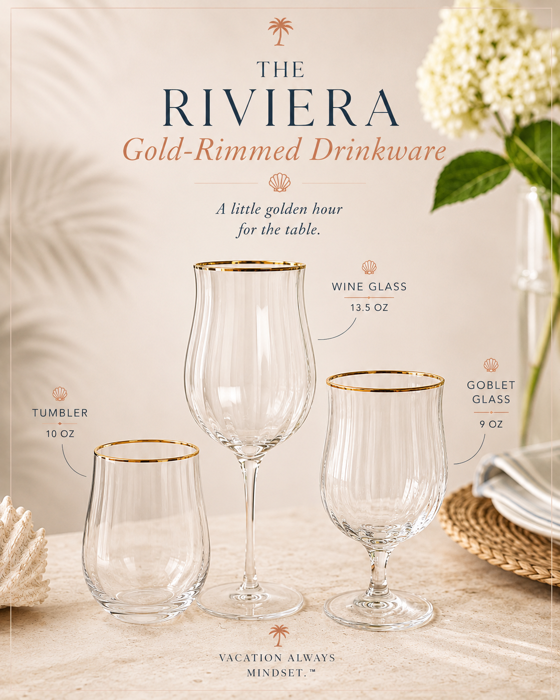 The Riviera Gold-Rimmed Glassware Collection