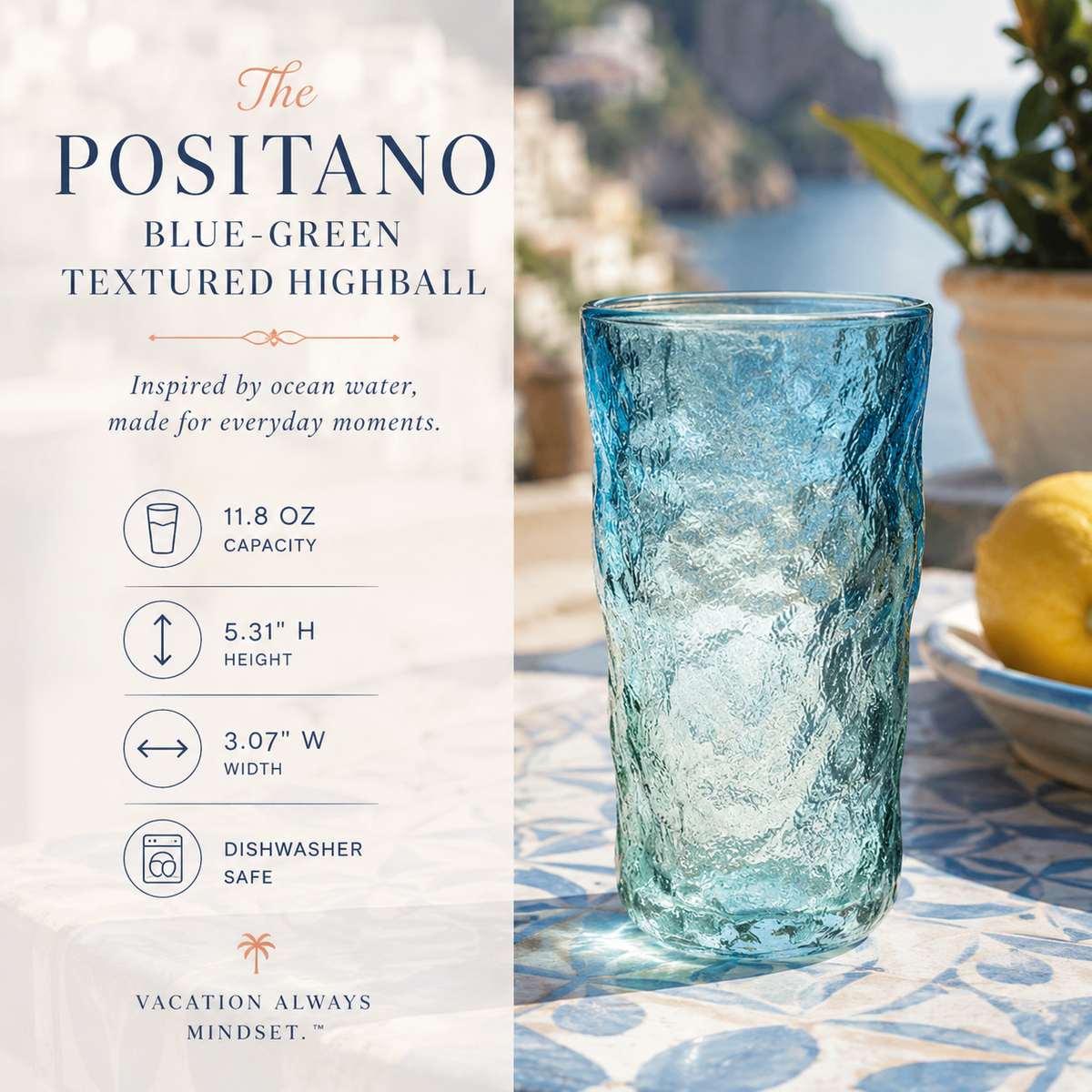 The Positano Blue-Green Textured Glasses