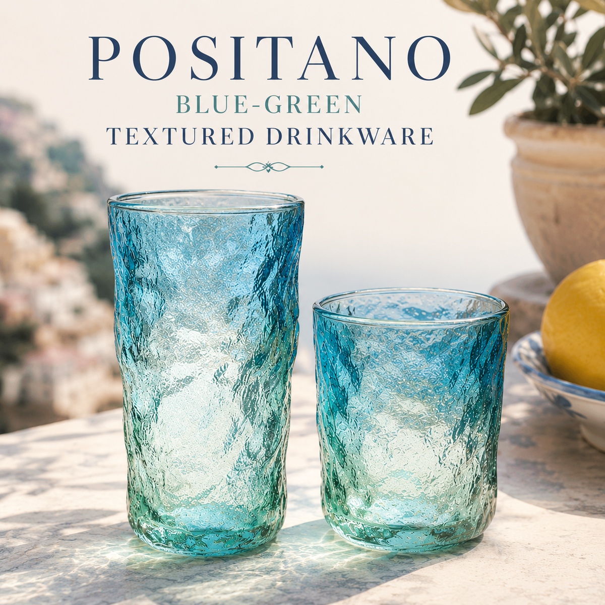 The Positano Blue-Green Textured Glasses