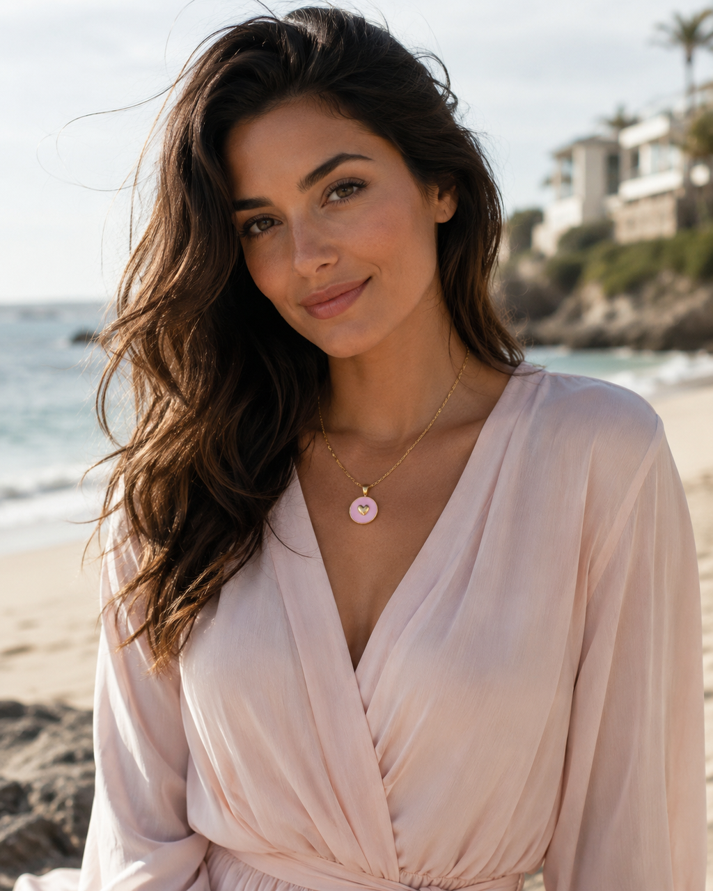 THE CORAL PALM Dainty Enamel Charm Necklace | Tarnish-Free 18K Gold Stainless Steel