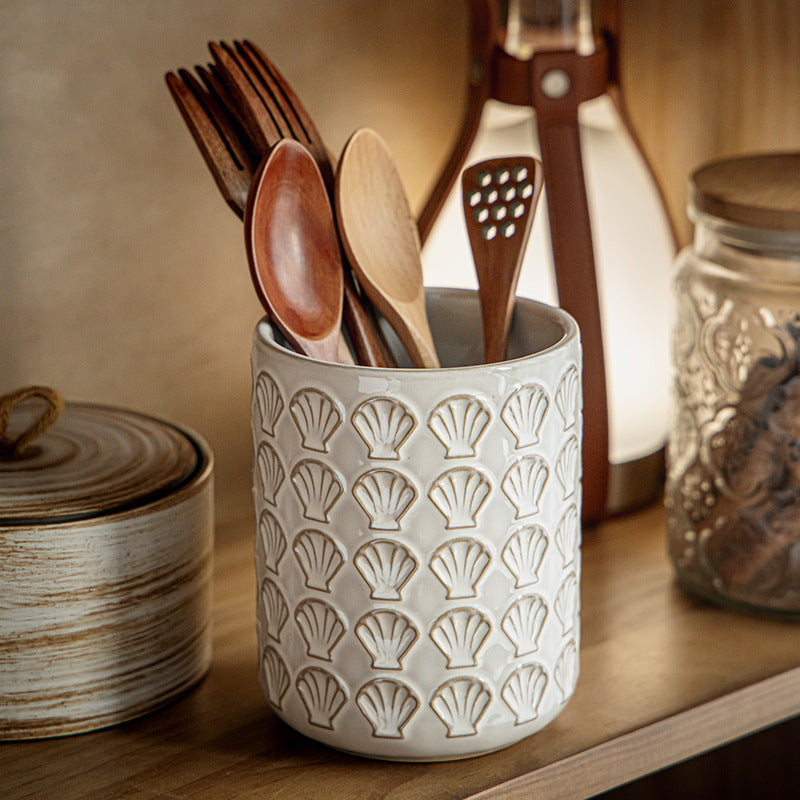 The Capri Shell Utensil Crock