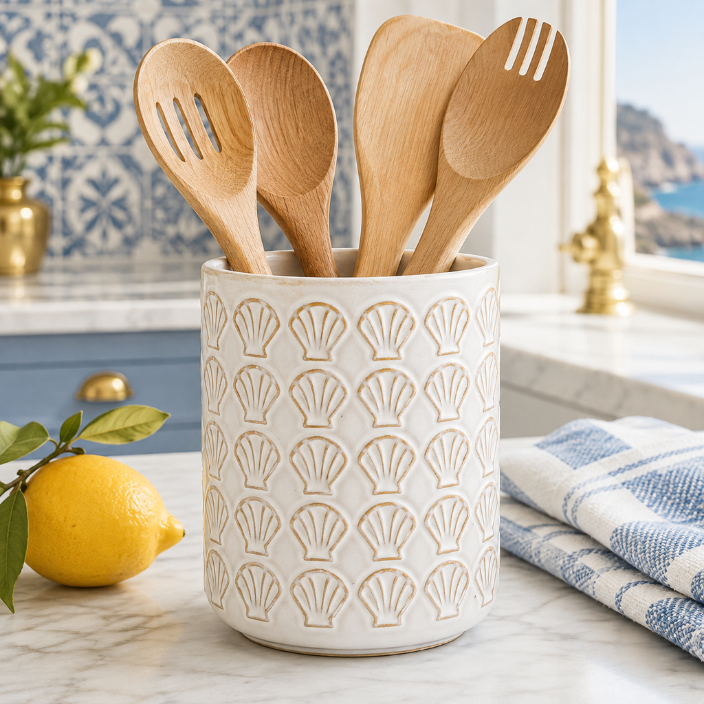 The Capri Shell Utensil Crock