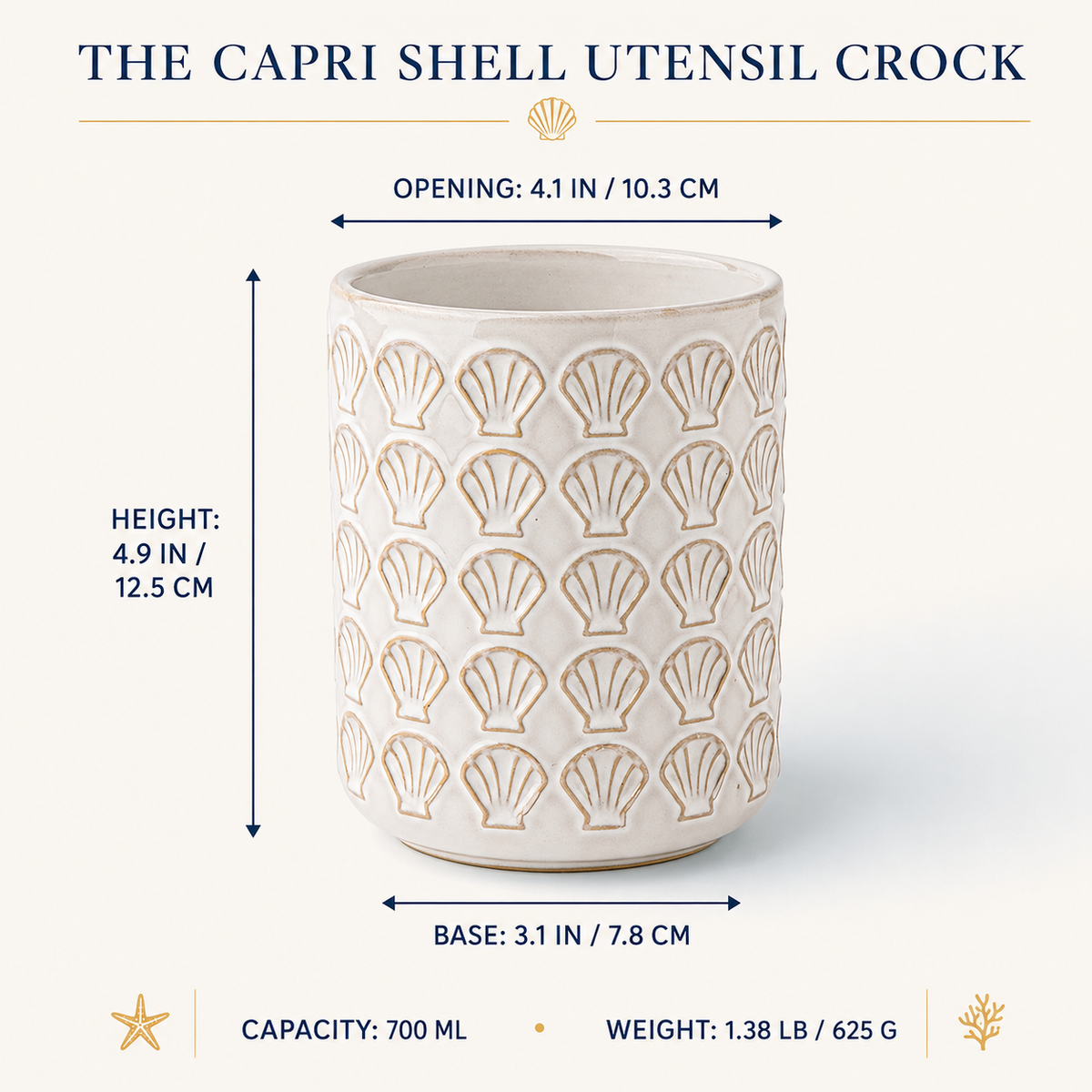The Capri Shell Utensil Crock