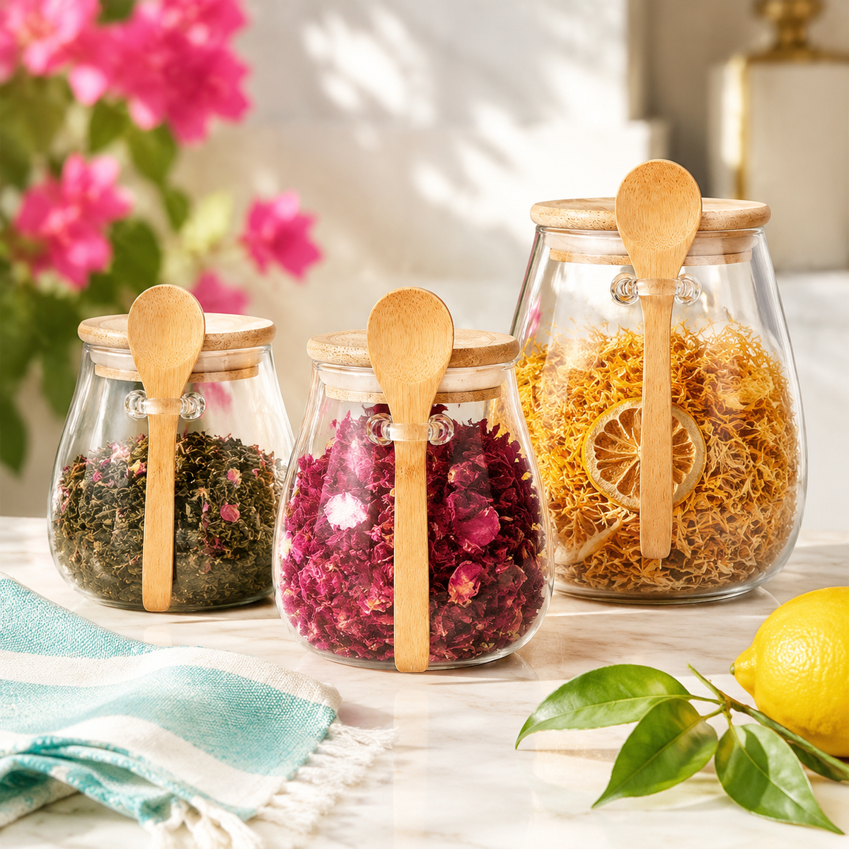 The Sorrento Glass Pantry Jar with Spoon