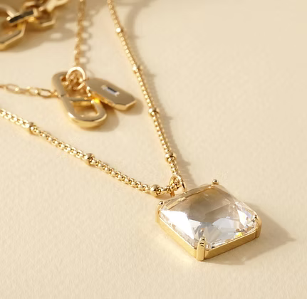 Layered Beaded Glass Stone Necklace