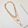 Layered Beaded Glass Stone Necklace