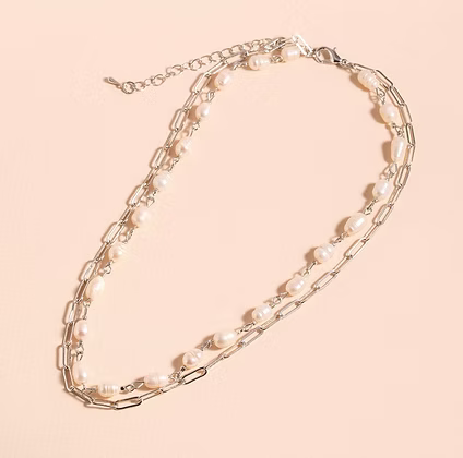 Layered Freshwater Pearl Chain Necklace