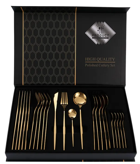 The Lisboa 24-Piece Gold Flatware Set