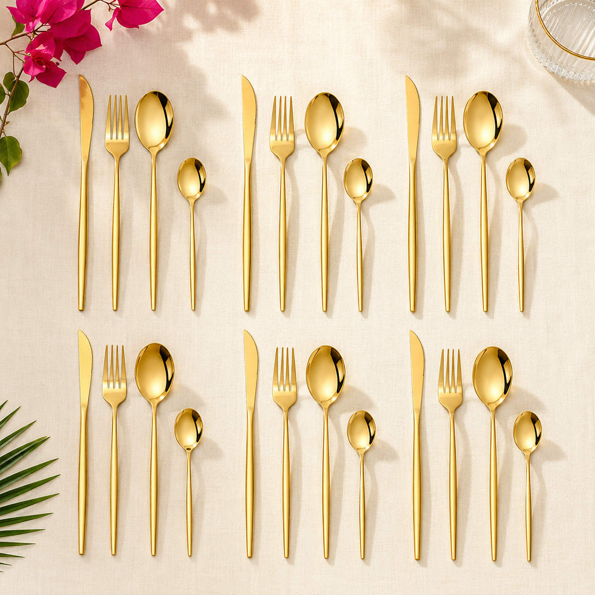 The Lisboa 24-Piece Gold Flatware Set