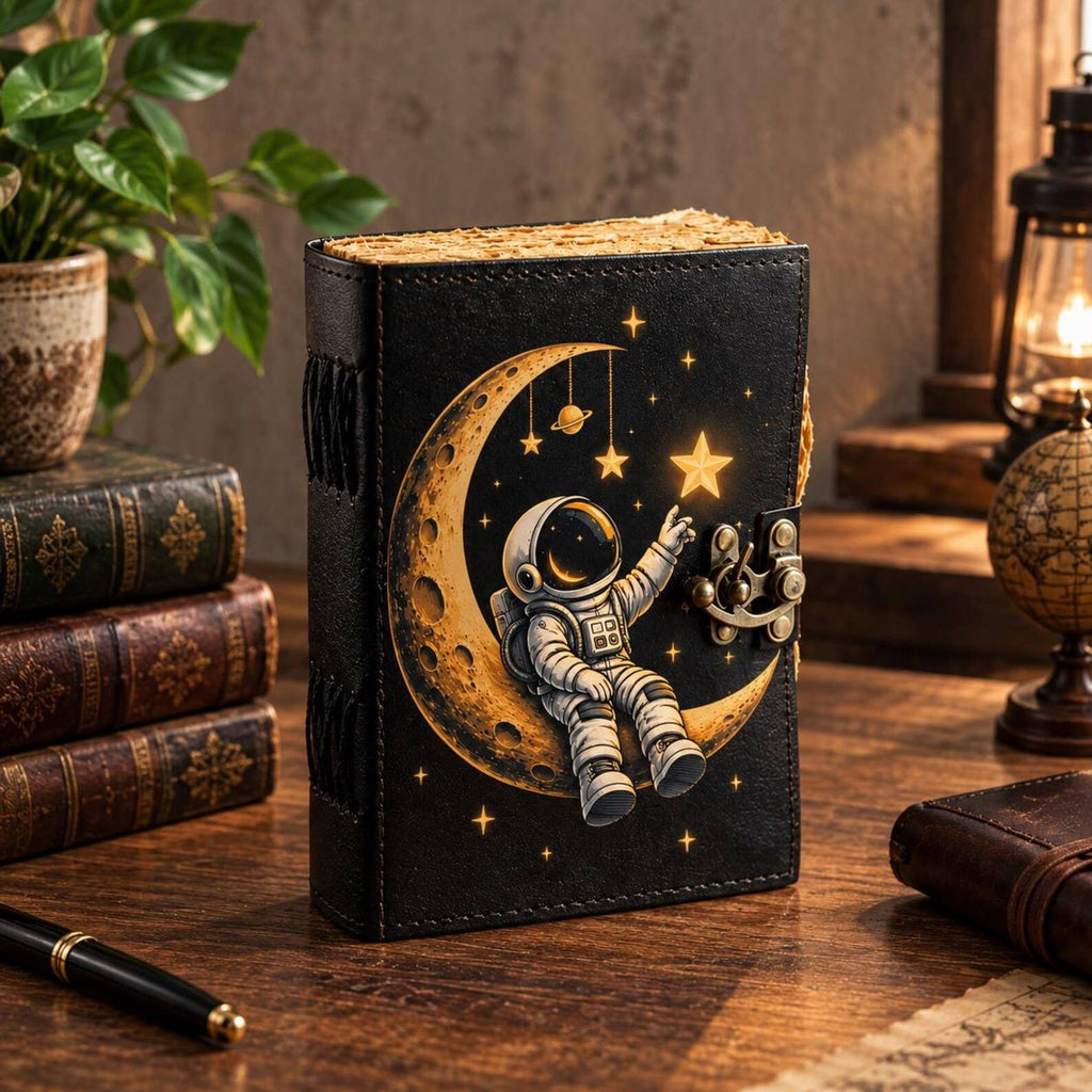 Astronaut Leather Journal | Space Journal | Moon Notebook |
