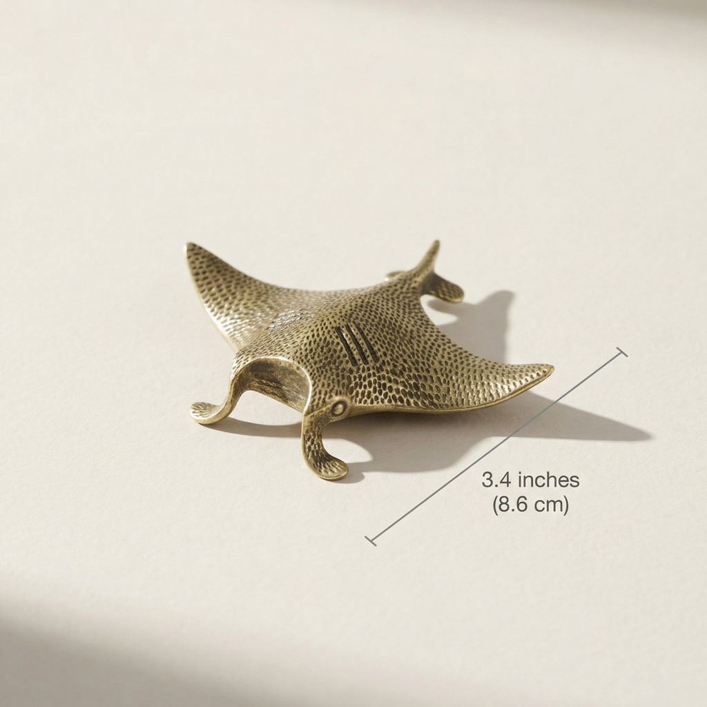 Antique Brass Miniature Manta Ray Figurine