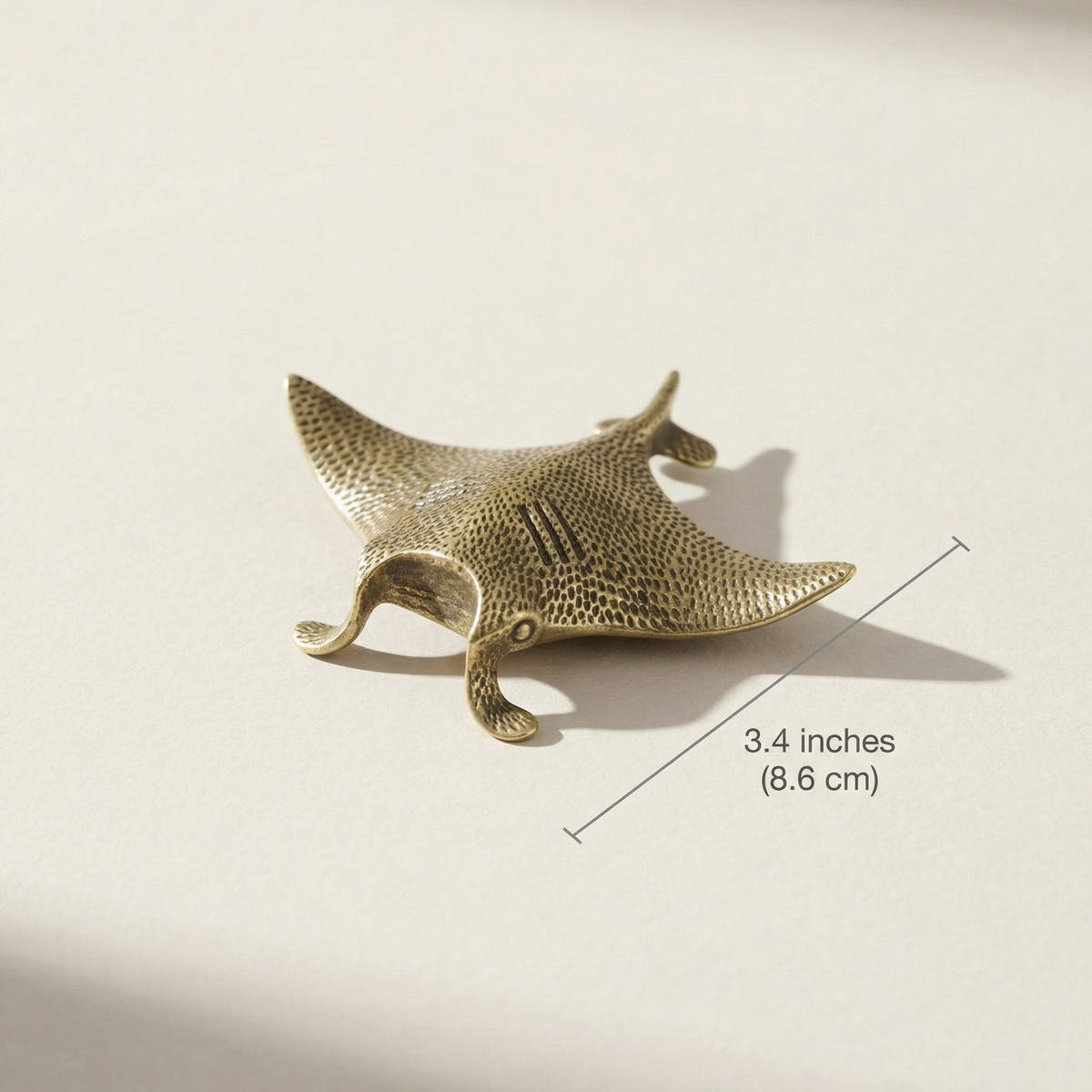 Antique Brass Miniature Manta Ray Figurine