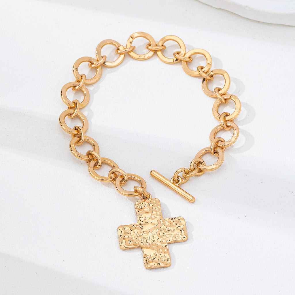 Hammered Cross Toggle Bracelet | 80B1738