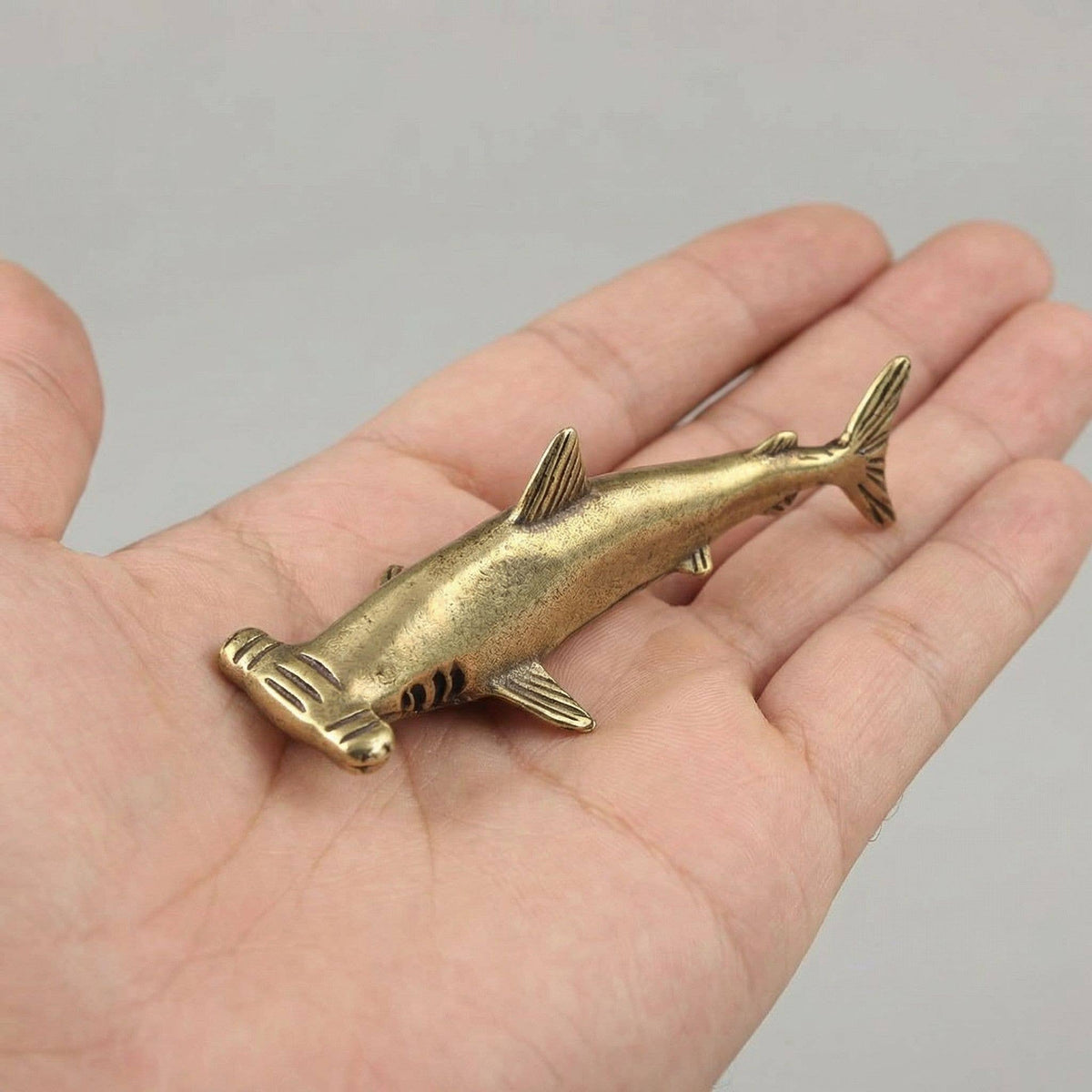 Antique Brass Hammerhead Shark