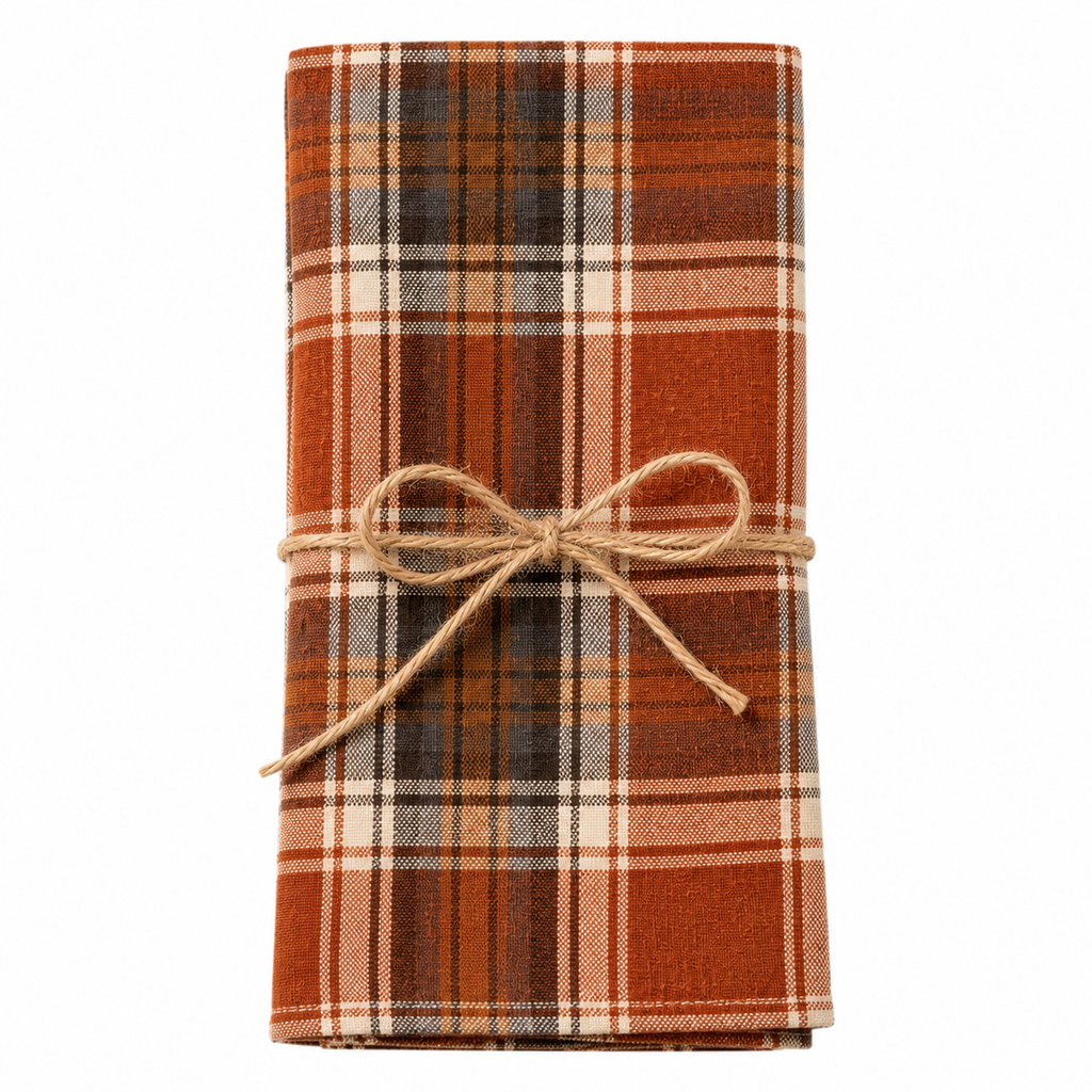 Rust Orange-Brown Plaid 20" Dinner Napkin